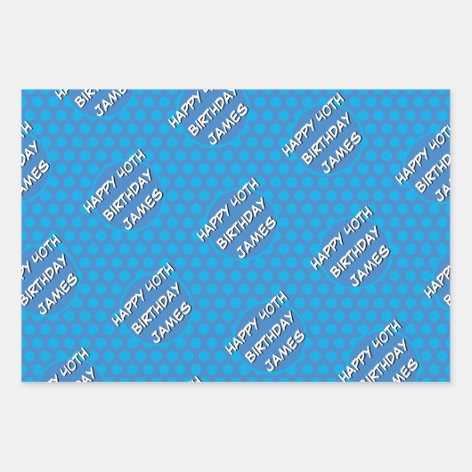 Aangepaste naam Any Age Birthday Comic Style Inpakpapier Vel (Voorkant 2)