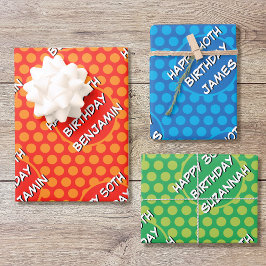 Aangepaste naam Any Age Birthday Comic Style Inpakpapier Vel