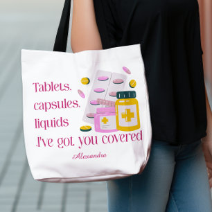 Aangepaste Naam Apotheek Humor Meds Illustratie Tote Bag
