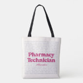 Aangepaste Naam Apotheek Technicus Typografie Woor Tote Bag (Achterkant)