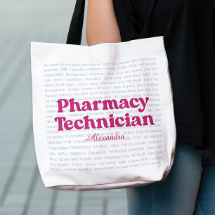 Aangepaste Naam Apotheek Technicus Typografie Woor Tote Bag