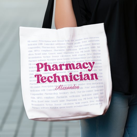 Aangepaste Naam Apotheek Technicus Typografie Woor Tote Bag