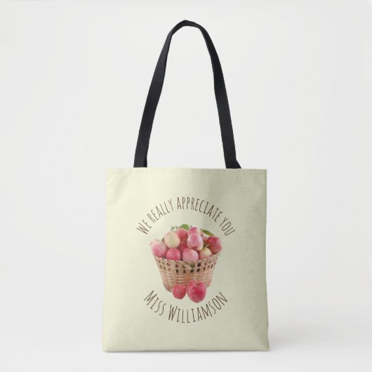 Aangepaste Naam Appels LERAAR WAARDERING Tote Bag (Voorkant)