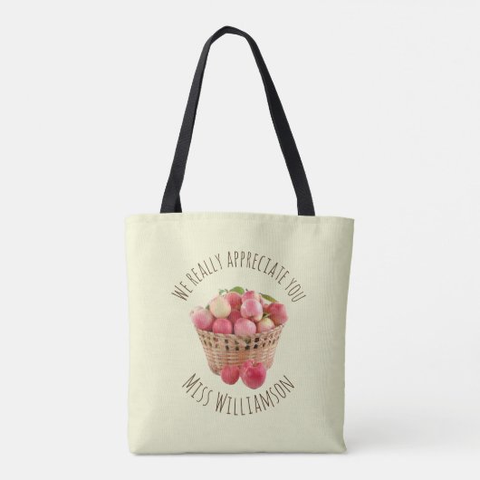 Aangepaste Naam Appels LERAAR WAARDERING Tote Bag (Achterkant)