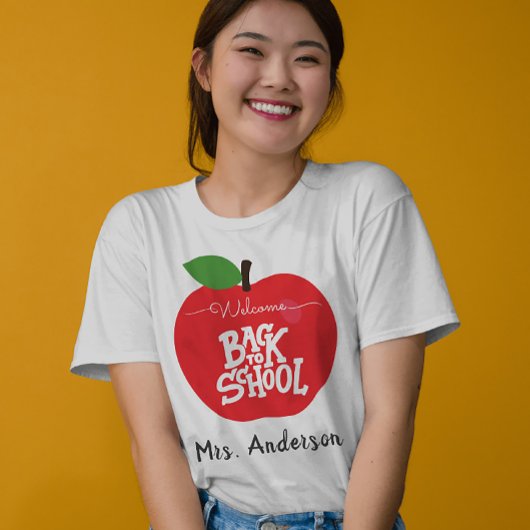 Aangepaste naam Apple Welkom Terug naar School Tea T-shirt