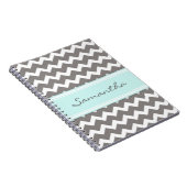 Aangepaste naam Aqua Gray Chevron-laptop Notitieboek (Rechterzijde)