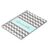 Aangepaste naam Aqua Gray Chevron-laptop Notitieboek (Linkerzijde)
