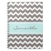 Aangepaste naam Aqua Gray Chevron-laptop Notitieboek (Voorkant)