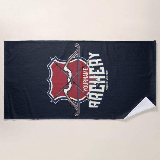 Aangepaste NAAM Archery Sports Recurve Bow Arrow Strandlaken (Voorkant)