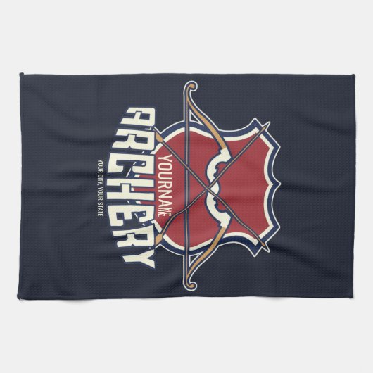 Aangepaste NAAM Archery Sports Recurve Bow Arrow Theedoek (Horizontaal)