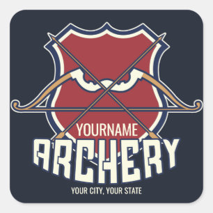 Aangepaste NAAM Archery Sports Recurve Bow Arrow Vierkante Sticker