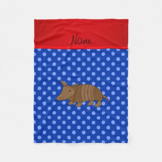 Aangepaste naam: armadillo blauwe polka stippen fleece deken (Voorkant)