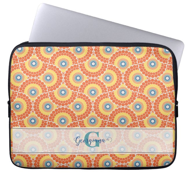 Aangepaste Naam Art Deco Egeïsche Zomer Radiant Ma Laptop Sleeve (Voorkant)