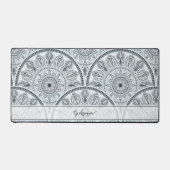 Aangepaste Naam Art Deco Floral Harmony Grijs Mand Bureaumat (Voorkant)