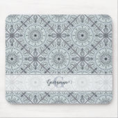 Aangepaste Naam Art Deco Floral Harmony Grijs Mand Muismat (Voorkant)