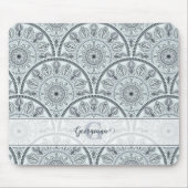 Aangepaste Naam Art Deco Floral Harmony Grijs Mand Muismat (Voorkant)