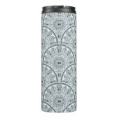 Aangepaste Naam Art Deco Floral Harmony Grijs Mand Thermosbeker (Achterkant)