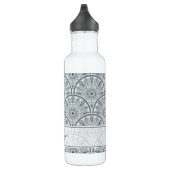 Aangepaste Naam Art Deco Floral Harmony Grijs Mand Waterfles (Rechts)