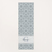 Aangepaste Naam Art Deco Floral Harmony Grijs Mand Yogamat (Voorkant)