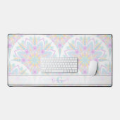 Aangepaste Naam Art Deco Pastel Rainbow Floral Man Bureaumat (Keyboard & Muis)