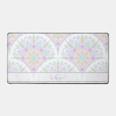 Aangepaste Naam Art Deco Pastel Rainbow Floral Man Bureaumat (Voorkant)