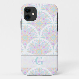 Aangepaste Naam Art Deco Pastel Rainbow Floral Man Case-Mate iPhone Case