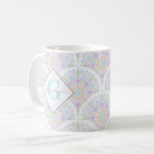 Aangepaste Naam Art Deco Pastel Rainbow Floral Man Koffiemok (Voorkant links)