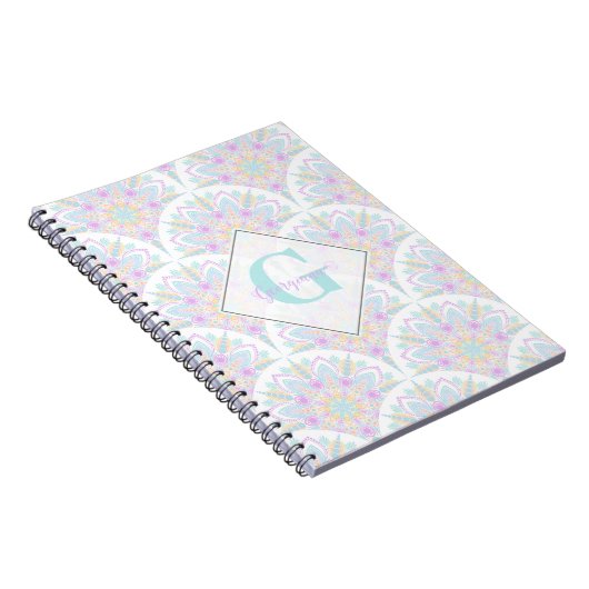 Aangepaste Naam Art Deco Pastel Rainbow Floral Man Notitieboek (Rechterzijde)