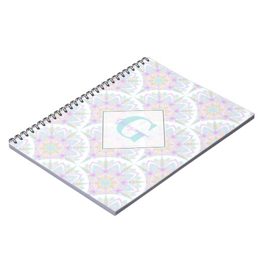 Aangepaste Naam Art Deco Pastel Rainbow Floral Man Notitieboek (Linkerzijde)