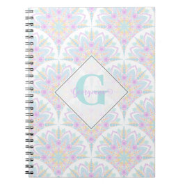 Aangepaste Naam Art Deco Pastel Rainbow Floral Man Notitieboek