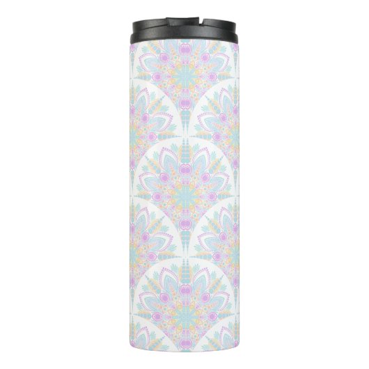 Aangepaste Naam Art Deco Pastel Rainbow Floral Man Thermosbeker (Achterkant)