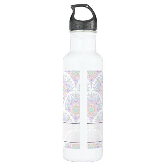 Aangepaste Naam Art Deco Pastel Rainbow Floral Man Waterfles (Achterkant)