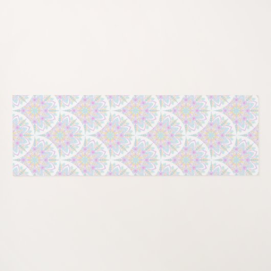 Aangepaste Naam Art Deco Pastel Rainbow Floral Man Yogamat (Achterkant (horizontaal))