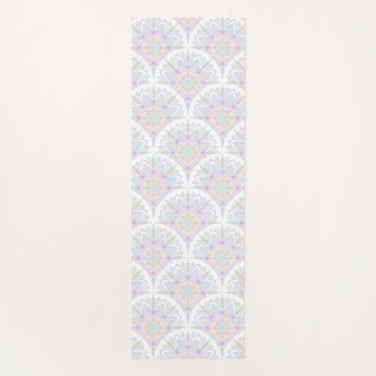 Aangepaste Naam Art Deco Pastel Rainbow Floral Man Yogamat (Achterkant)