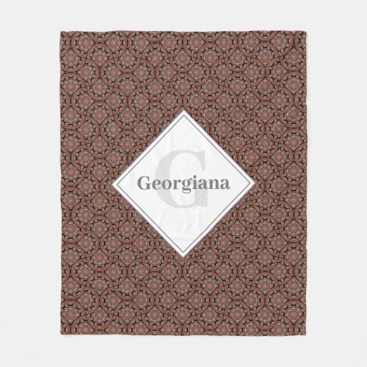 Aangepaste naam Art Deco Safari Sunset Boho Mandal Fleece Deken (Voorkant)