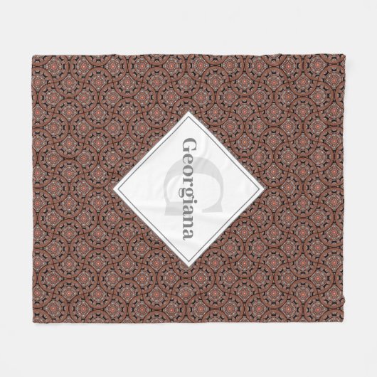 Aangepaste naam Art Deco Safari Sunset Boho Mandal Fleece Deken (Voorkant (Horizontaal))