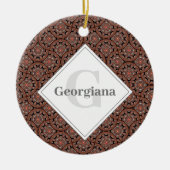 Aangepaste naam Art Deco Safari Sunset Boho Mandal Keramisch Ornament (Voorkant)