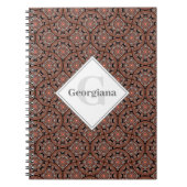 Aangepaste naam Art Deco Safari Sunset Boho Mandal Notitieboek (Voorkant)