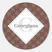 Aangepaste naam Art Deco Safari Sunset Boho Mandal Ronde Sticker (Voorkant)