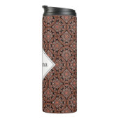 Aangepaste naam Art Deco Safari Sunset Boho Mandal Thermosbeker (Geroteerd rechts)