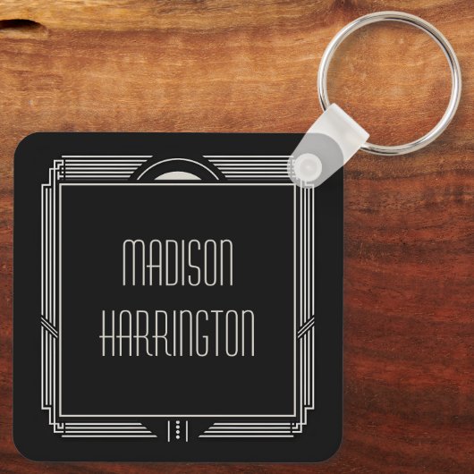 Aangepaste naam Art Deco Sleutelhanger (Achterkant)