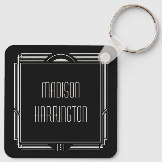 Aangepaste naam Art Deco Sleutelhanger (Achterkant)