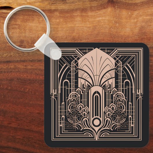 Aangepaste naam Art Deco Sleutelhanger (Voorkant)