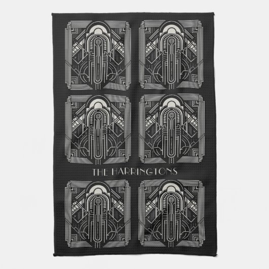 Aangepaste naam Art Deco Theedoek (Verticaal)
