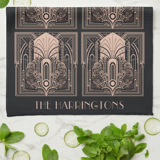 Aangepaste naam Art Deco Theedoek (Gevouwen)