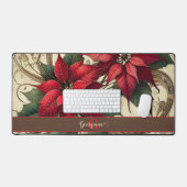 Aangepaste naam Art Nouveau Christmas Poinsettia Bureaumat (Keyboard & Muis)