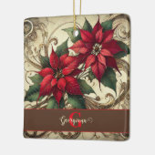 Aangepaste naam Art Nouveau Christmas Poinsettia Keramisch Ornament (Links)