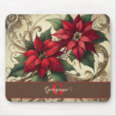 Aangepaste naam Art Nouveau Christmas Poinsettia Muismat (Voorkant)