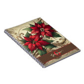 Aangepaste naam Art Nouveau Christmas Poinsettia Notitieboek (Rechterzijde)