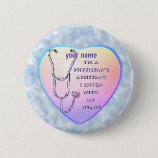 Aangepaste naam arts-assistent hart ronde button 5,7 cm